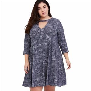 Torrid Size 1 Gray/Blue Knit Swing Dress